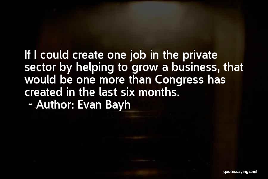 Evan Bayh Quotes: If I Could Create One Job In The Private Sector By Helping To Grow A Business, That Would Be One