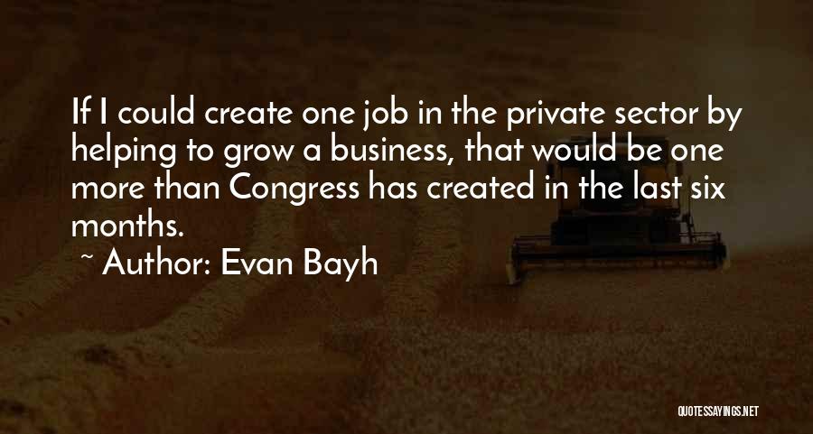 Evan Bayh Quotes: If I Could Create One Job In The Private Sector By Helping To Grow A Business, That Would Be One