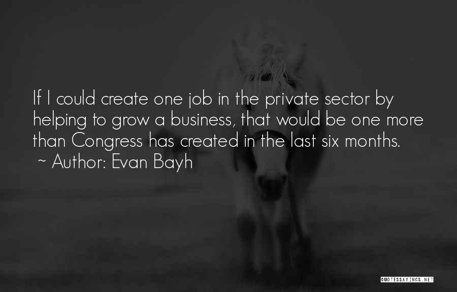 Evan Bayh Quotes: If I Could Create One Job In The Private Sector By Helping To Grow A Business, That Would Be One