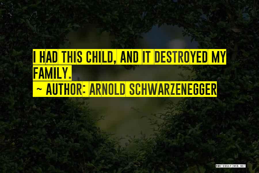 Arnold Schwarzenegger Quotes: I Had This Child, And It Destroyed My Family.