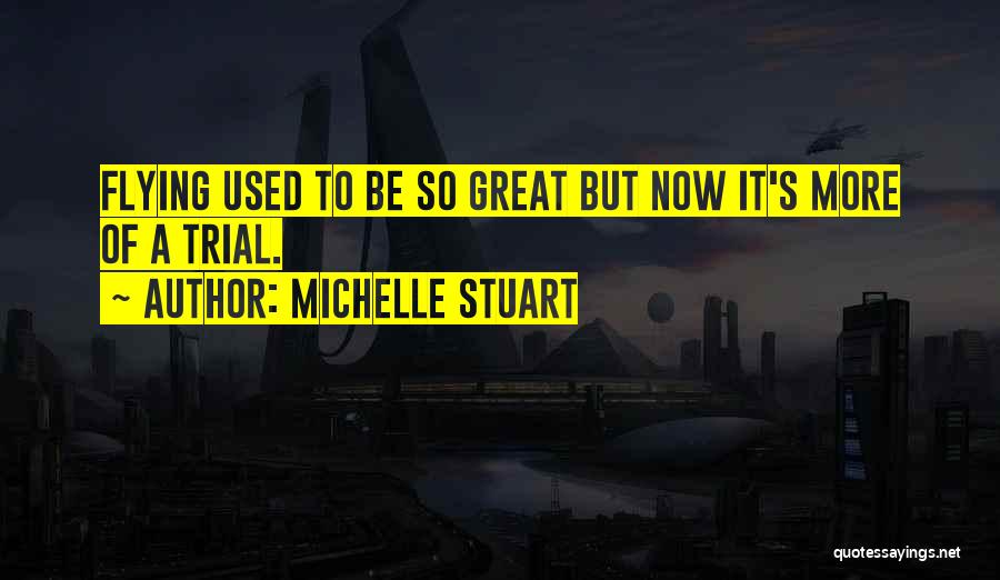 Michelle Stuart Quotes: Flying Used To Be So Great But Now It's More Of A Trial.