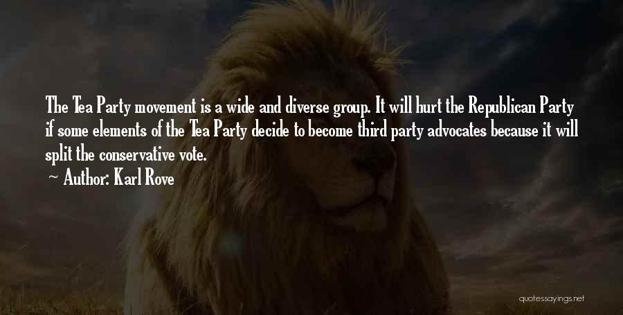 Karl Rove Quotes: The Tea Party Movement Is A Wide And Diverse Group. It Will Hurt The Republican Party If Some Elements Of