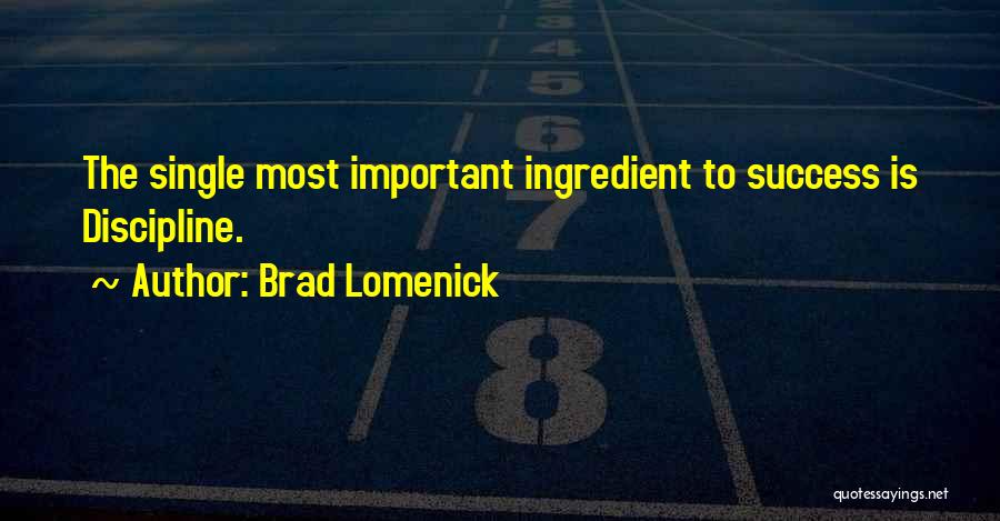 Brad Lomenick Quotes: The Single Most Important Ingredient To Success Is Discipline.