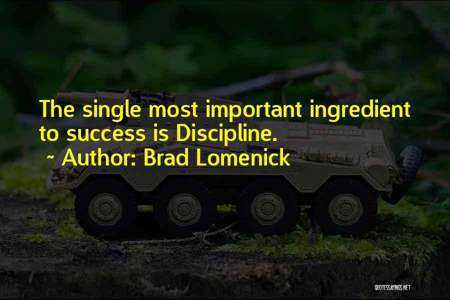 Brad Lomenick Quotes: The Single Most Important Ingredient To Success Is Discipline.