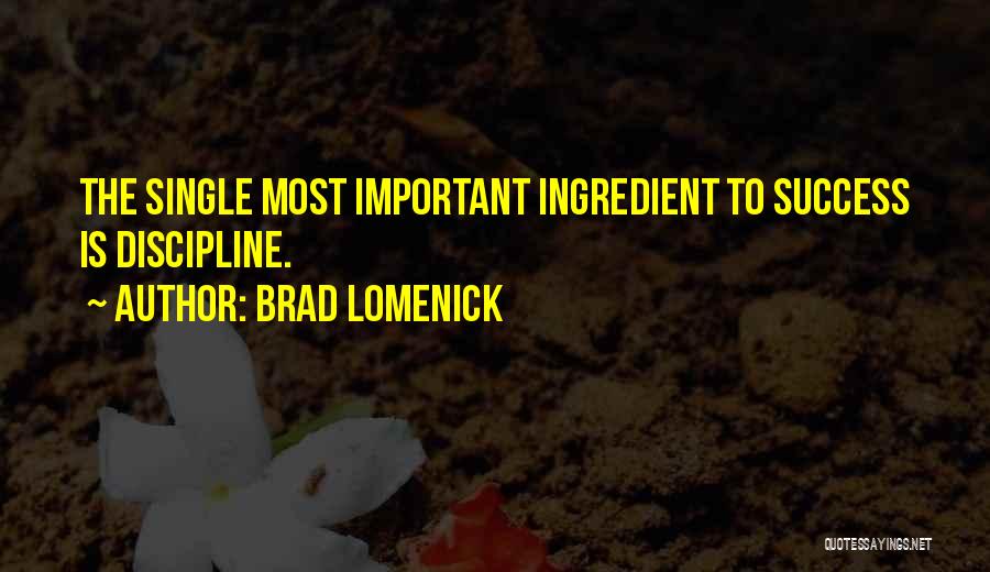 Brad Lomenick Quotes: The Single Most Important Ingredient To Success Is Discipline.