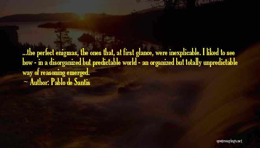 Pablo De Santis Quotes: ...the Perfect Enigmas, The Ones That, At First Glance, Were Inexplicable. I Liked To See How - In A Disorganized