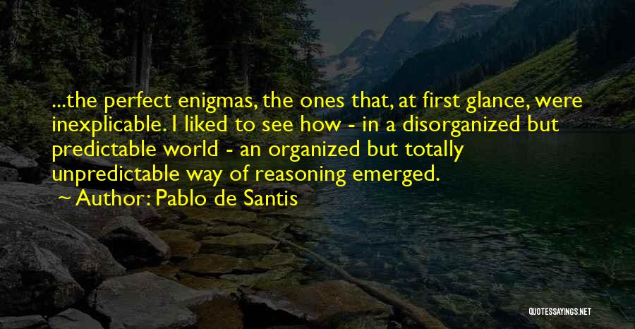 Pablo De Santis Quotes: ...the Perfect Enigmas, The Ones That, At First Glance, Were Inexplicable. I Liked To See How - In A Disorganized