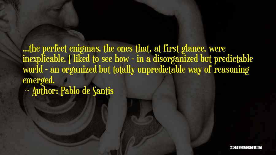 Pablo De Santis Quotes: ...the Perfect Enigmas, The Ones That, At First Glance, Were Inexplicable. I Liked To See How - In A Disorganized