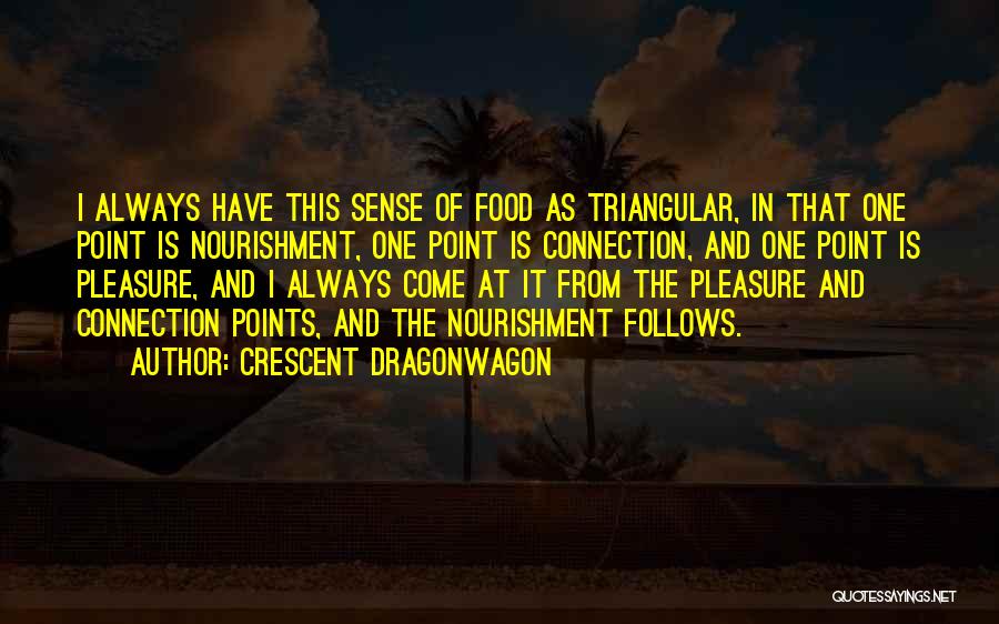 Crescent Dragonwagon Quotes: I Always Have This Sense Of Food As Triangular, In That One Point Is Nourishment, One Point Is Connection, And