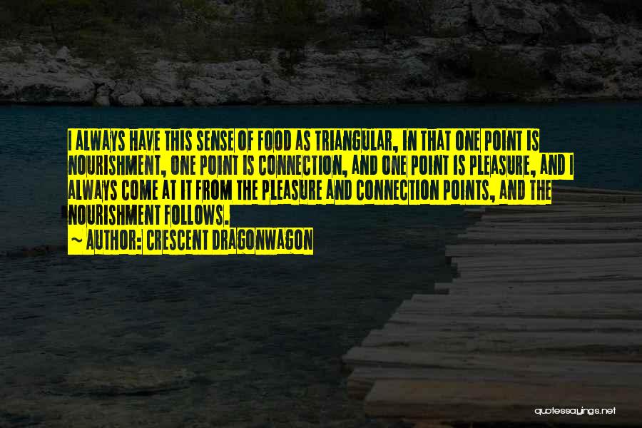 Crescent Dragonwagon Quotes: I Always Have This Sense Of Food As Triangular, In That One Point Is Nourishment, One Point Is Connection, And