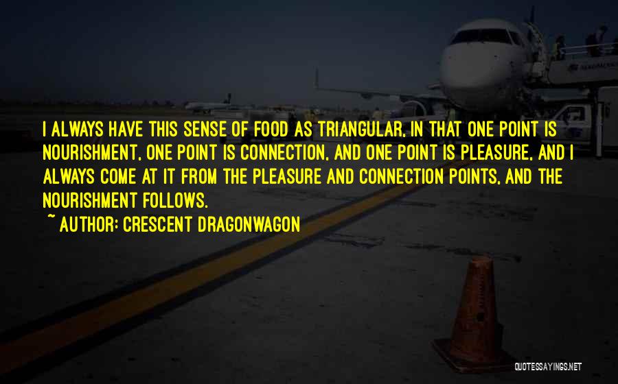 Crescent Dragonwagon Quotes: I Always Have This Sense Of Food As Triangular, In That One Point Is Nourishment, One Point Is Connection, And