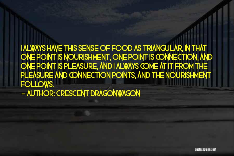 Crescent Dragonwagon Quotes: I Always Have This Sense Of Food As Triangular, In That One Point Is Nourishment, One Point Is Connection, And