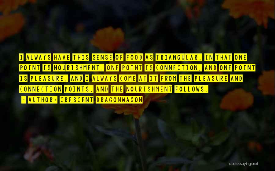 Crescent Dragonwagon Quotes: I Always Have This Sense Of Food As Triangular, In That One Point Is Nourishment, One Point Is Connection, And