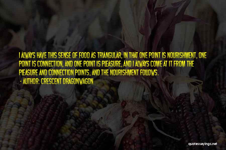 Crescent Dragonwagon Quotes: I Always Have This Sense Of Food As Triangular, In That One Point Is Nourishment, One Point Is Connection, And