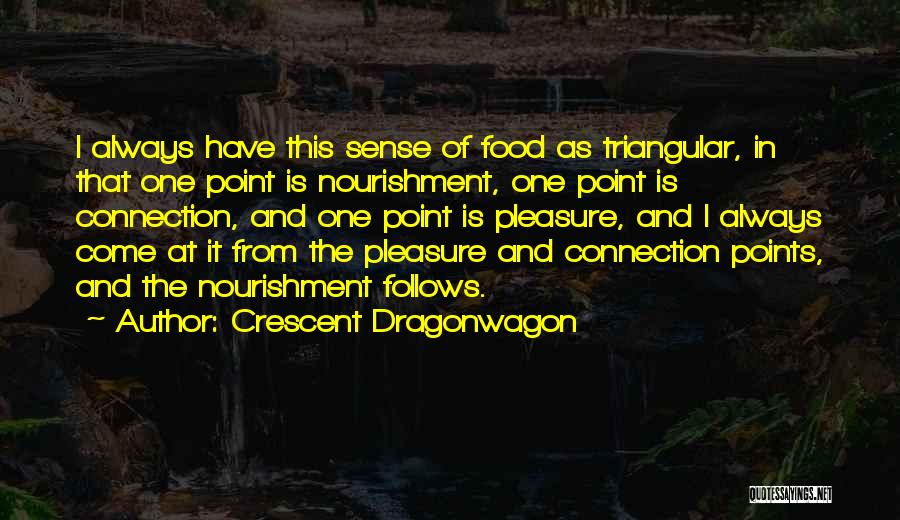 Crescent Dragonwagon Quotes: I Always Have This Sense Of Food As Triangular, In That One Point Is Nourishment, One Point Is Connection, And