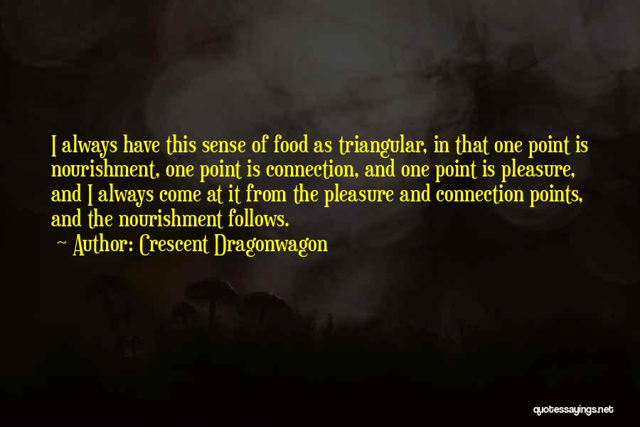 Crescent Dragonwagon Quotes: I Always Have This Sense Of Food As Triangular, In That One Point Is Nourishment, One Point Is Connection, And