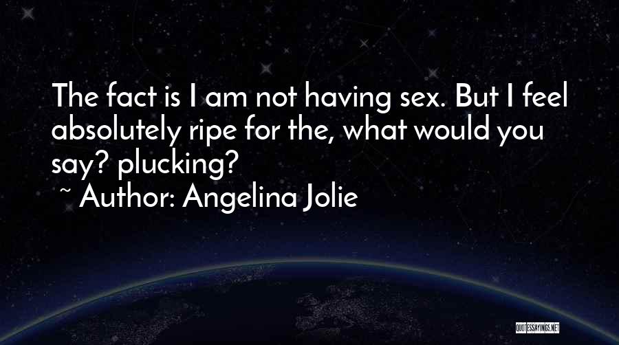 Angelina Jolie Quotes: The Fact Is I Am Not Having Sex. But I Feel Absolutely Ripe For The, What Would You Say? Plucking?