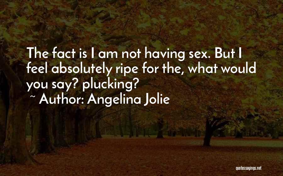 Angelina Jolie Quotes: The Fact Is I Am Not Having Sex. But I Feel Absolutely Ripe For The, What Would You Say? Plucking?