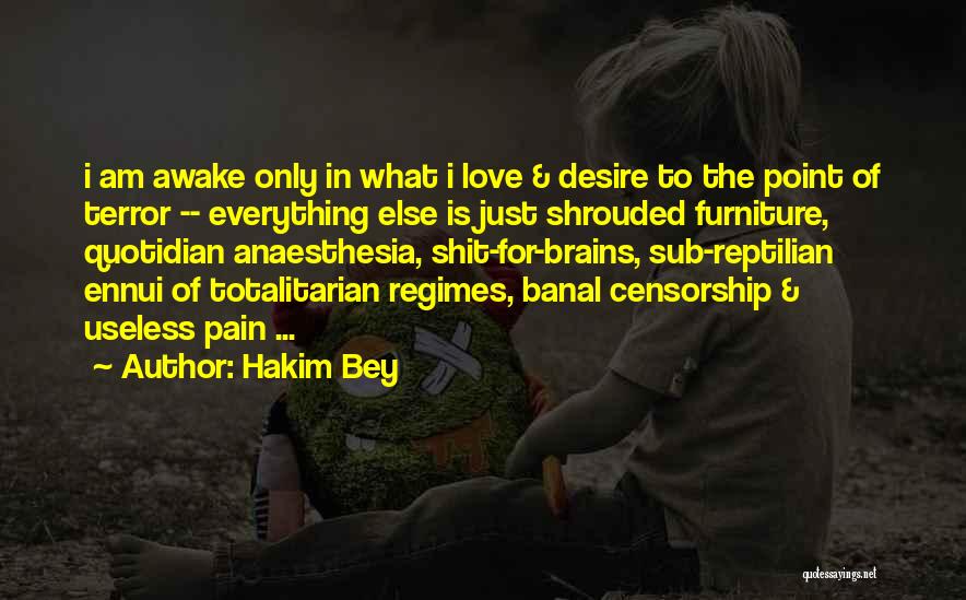 Hakim Bey Quotes: I Am Awake Only In What I Love & Desire To The Point Of Terror -- Everything Else Is Just