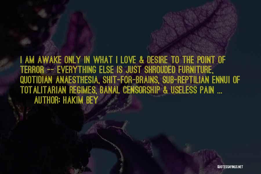Hakim Bey Quotes: I Am Awake Only In What I Love & Desire To The Point Of Terror -- Everything Else Is Just
