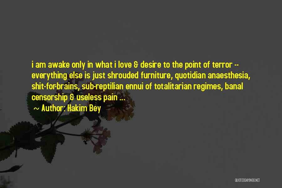 Hakim Bey Quotes: I Am Awake Only In What I Love & Desire To The Point Of Terror -- Everything Else Is Just