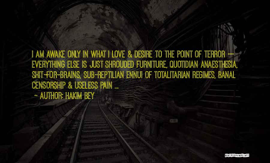 Hakim Bey Quotes: I Am Awake Only In What I Love & Desire To The Point Of Terror -- Everything Else Is Just