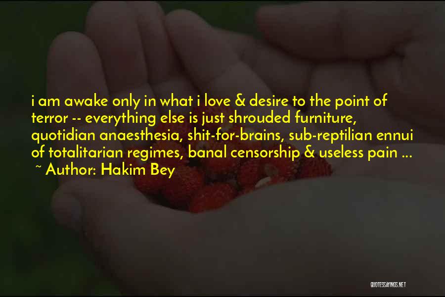 Hakim Bey Quotes: I Am Awake Only In What I Love & Desire To The Point Of Terror -- Everything Else Is Just