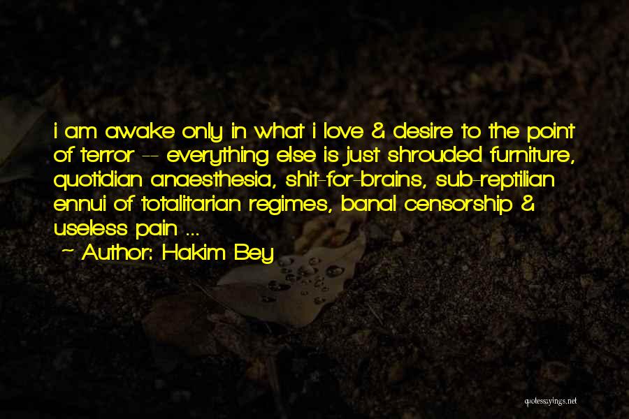 Hakim Bey Quotes: I Am Awake Only In What I Love & Desire To The Point Of Terror -- Everything Else Is Just