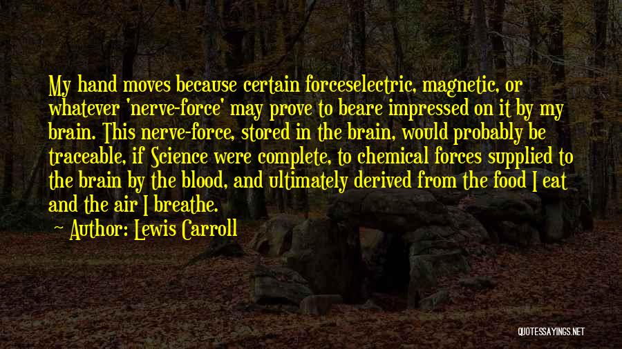 Lewis Carroll Quotes: My Hand Moves Because Certain Forceselectric, Magnetic, Or Whatever 'nerve-force' May Prove To Beare Impressed On It By My Brain.