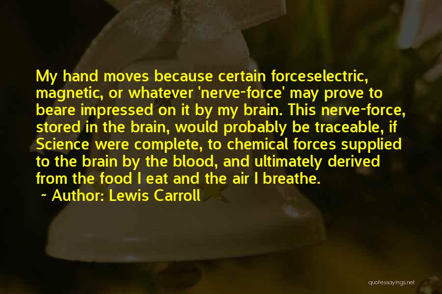 Lewis Carroll Quotes: My Hand Moves Because Certain Forceselectric, Magnetic, Or Whatever 'nerve-force' May Prove To Beare Impressed On It By My Brain.