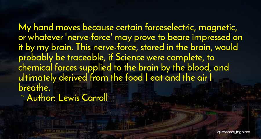 Lewis Carroll Quotes: My Hand Moves Because Certain Forceselectric, Magnetic, Or Whatever 'nerve-force' May Prove To Beare Impressed On It By My Brain.
