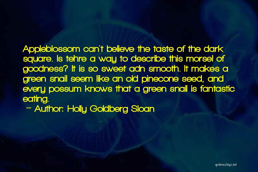 Holly Goldberg Sloan Quotes: Appleblossom Can't Believe The Taste Of The Dark Square. Is Tehre A Way To Describe This Morsel Of Goodness? It