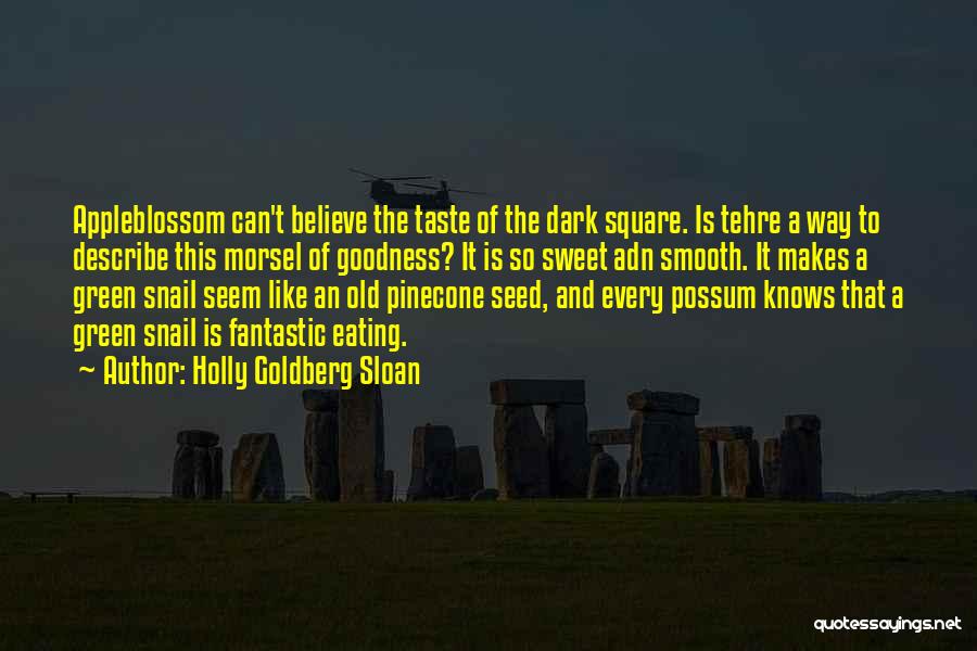 Holly Goldberg Sloan Quotes: Appleblossom Can't Believe The Taste Of The Dark Square. Is Tehre A Way To Describe This Morsel Of Goodness? It