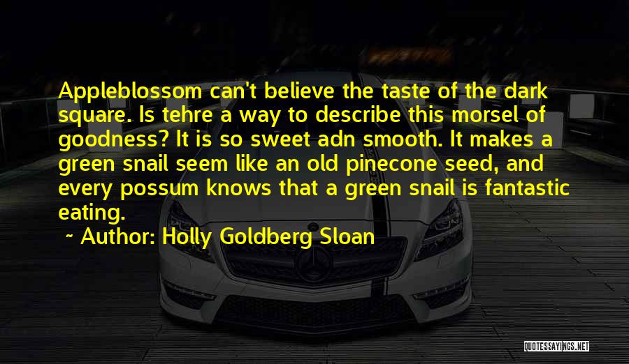 Holly Goldberg Sloan Quotes: Appleblossom Can't Believe The Taste Of The Dark Square. Is Tehre A Way To Describe This Morsel Of Goodness? It