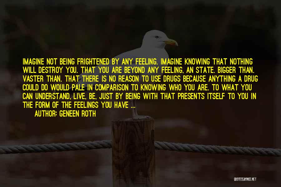 Geneen Roth Quotes: Imagine Not Being Frightened By Any Feeling. Imagine Knowing That Nothing Will Destroy You. That You Are Beyond Any Feeling,