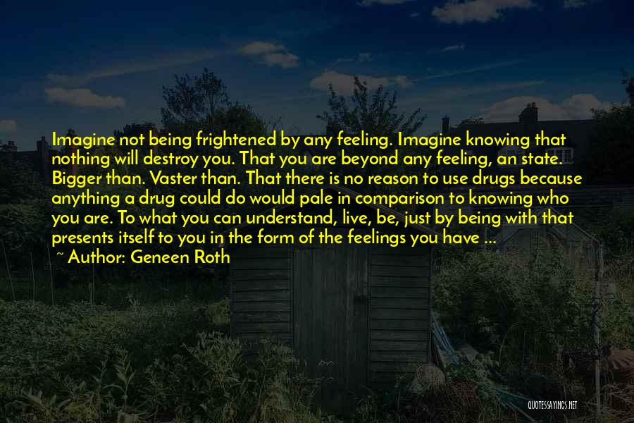 Geneen Roth Quotes: Imagine Not Being Frightened By Any Feeling. Imagine Knowing That Nothing Will Destroy You. That You Are Beyond Any Feeling,