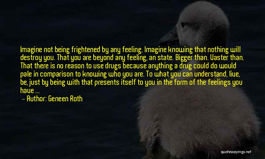 Geneen Roth Quotes: Imagine Not Being Frightened By Any Feeling. Imagine Knowing That Nothing Will Destroy You. That You Are Beyond Any Feeling,