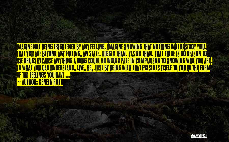 Geneen Roth Quotes: Imagine Not Being Frightened By Any Feeling. Imagine Knowing That Nothing Will Destroy You. That You Are Beyond Any Feeling,
