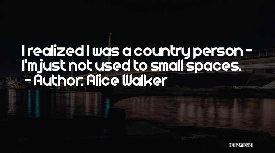Alice Walker Quotes: I Realized I Was A Country Person - I'm Just Not Used To Small Spaces.