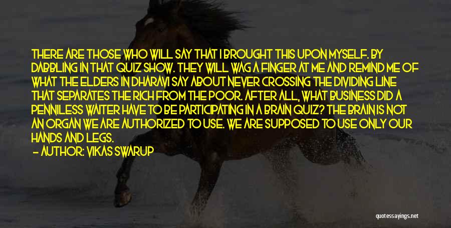 Vikas Swarup Quotes: There Are Those Who Will Say That I Brought This Upon Myself. By Dabbling In That Quiz Show. They Will