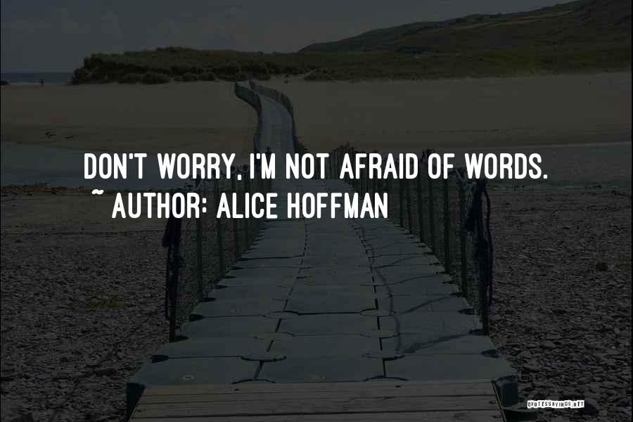 Alice Hoffman Quotes: Don't Worry, I'm Not Afraid Of Words.
