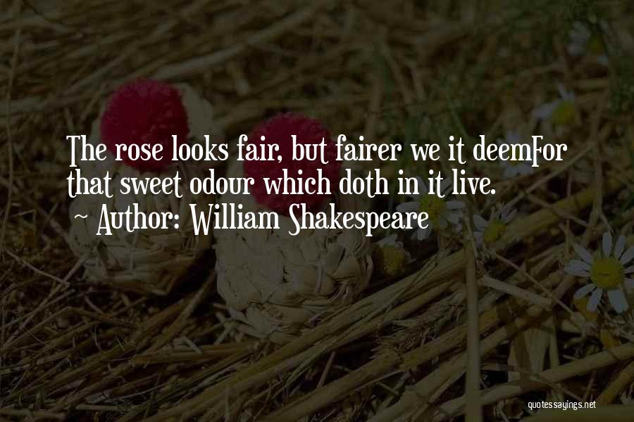 William Shakespeare Quotes: The Rose Looks Fair, But Fairer We It Deemfor That Sweet Odour Which Doth In It Live.