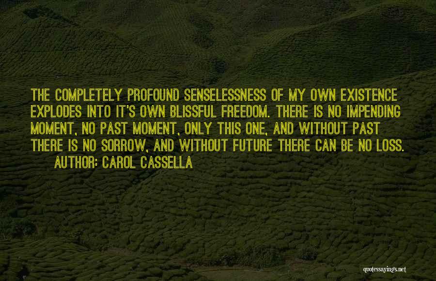 Carol Cassella Quotes: The Completely Profound Senselessness Of My Own Existence Explodes Into It's Own Blissful Freedom. There Is No Impending Moment, No