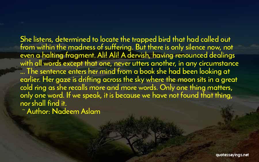 Nadeem Aslam Quotes: She Listens, Determined To Locate The Trapped Bird That Had Called Out From Within The Madness Of Suffering. But There