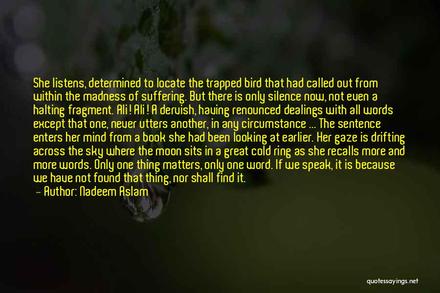 Nadeem Aslam Quotes: She Listens, Determined To Locate The Trapped Bird That Had Called Out From Within The Madness Of Suffering. But There