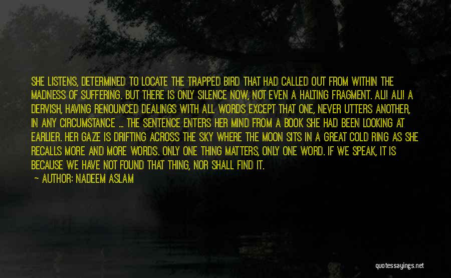 Nadeem Aslam Quotes: She Listens, Determined To Locate The Trapped Bird That Had Called Out From Within The Madness Of Suffering. But There