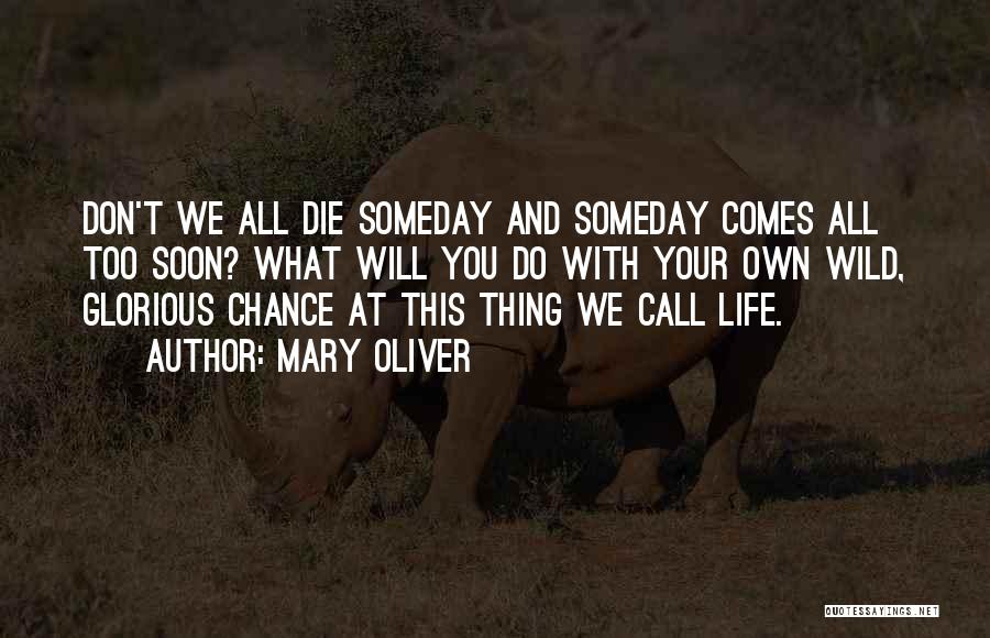 Mary Oliver Quotes: Don't We All Die Someday And Someday Comes All Too Soon? What Will You Do With Your Own Wild, Glorious
