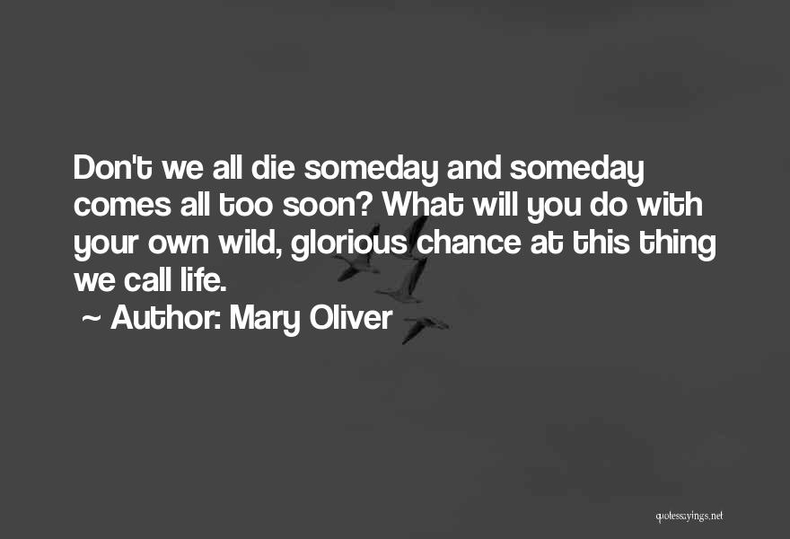 Mary Oliver Quotes: Don't We All Die Someday And Someday Comes All Too Soon? What Will You Do With Your Own Wild, Glorious