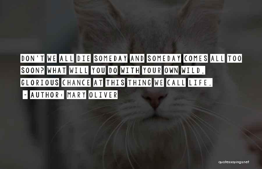 Mary Oliver Quotes: Don't We All Die Someday And Someday Comes All Too Soon? What Will You Do With Your Own Wild, Glorious