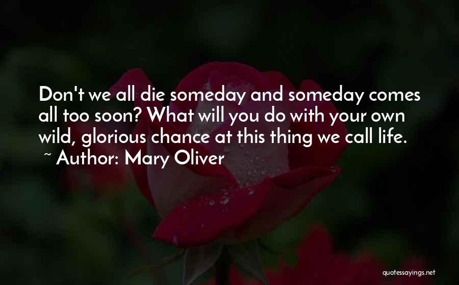 Mary Oliver Quotes: Don't We All Die Someday And Someday Comes All Too Soon? What Will You Do With Your Own Wild, Glorious